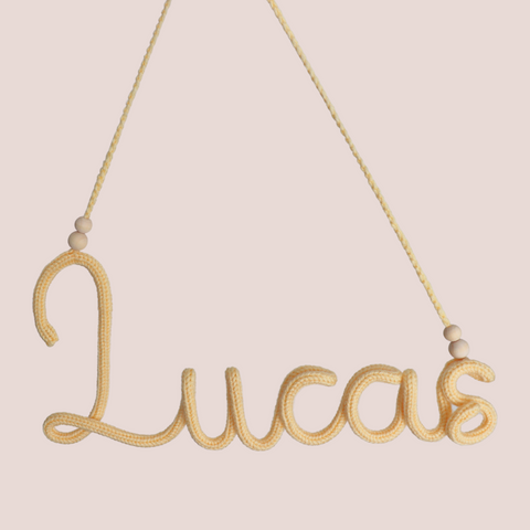 Knitted custom / personalised name sign with hanger